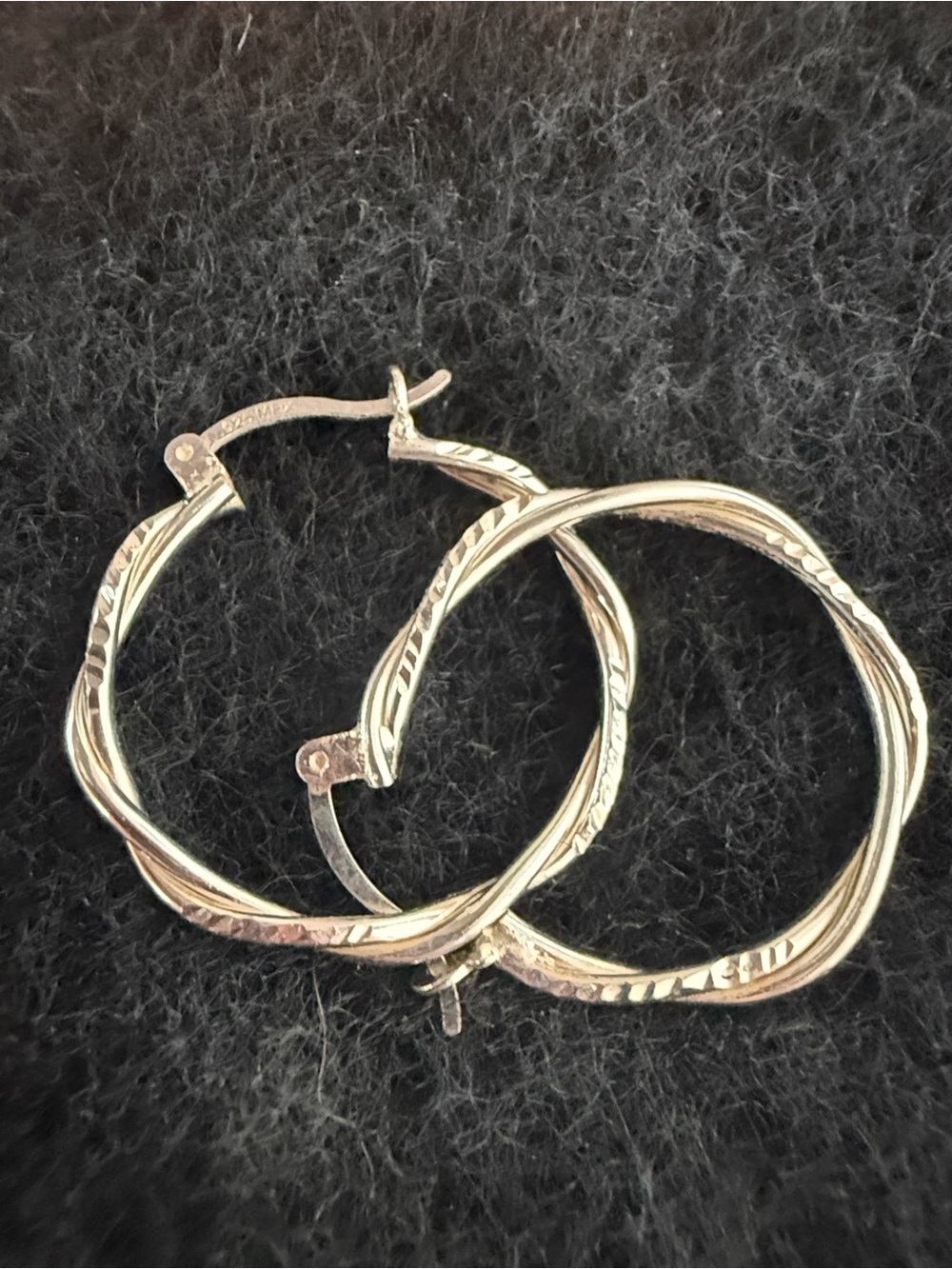 Vtg 925 Sterling Silver Hoop Earrings